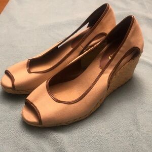 Chaps size 8B peep toe wedge heel slip on shoes